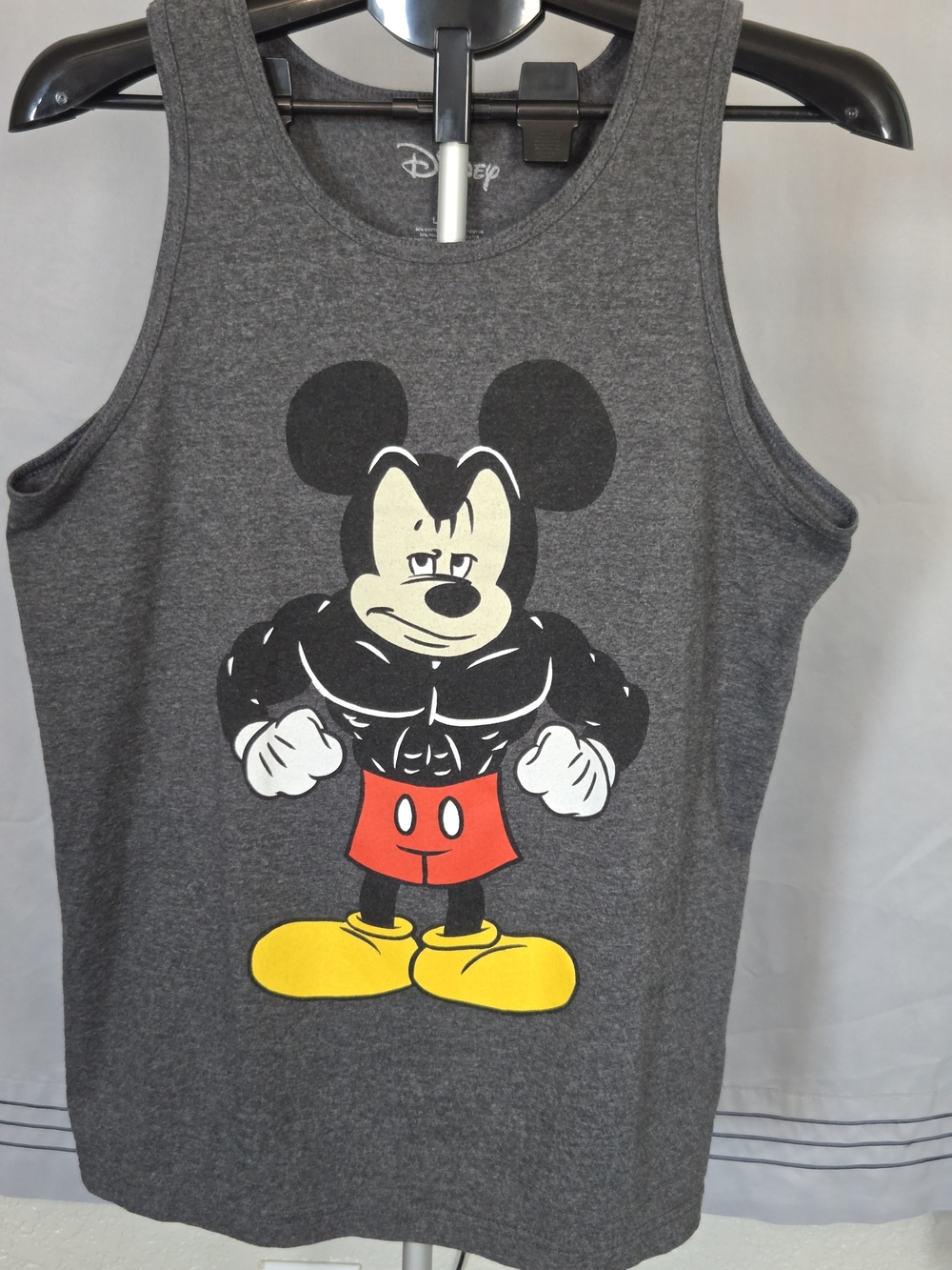 Disney Mens Gray Mickey Muscle Tank Top